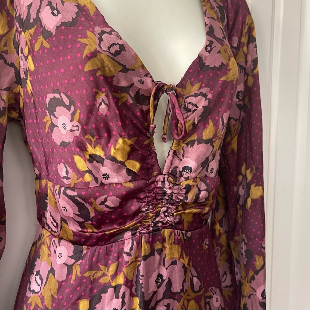 Free People Morning Light Purple Floral Combo Dress Size 6 NWT Boho Bohemian - Picture 4 of 15